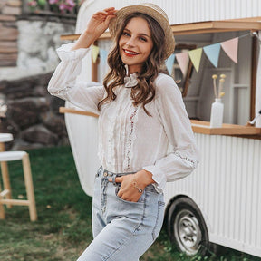 Camisa Flores em Renda - Sua Boutique
