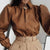 Camisa Mangas Bufantes Couro Ecológico - Sua Boutique