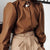 Camisa Mangas Bufantes Couro Ecológico - Sua Boutique
