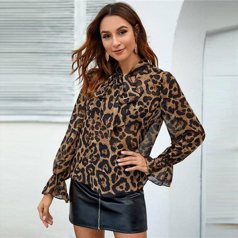 Camisa Shay Animal Print Chifon - Sua Boutique