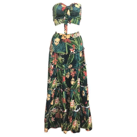 Conjunto Feminino Saia e Cropped Floral - Sua Boutique
