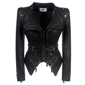 Jaqueta Detalhes em Metal Couro Ecológico - Sua Boutique