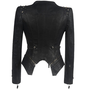 Jaqueta Detalhes em Metal Couro Ecológico - Sua Boutique