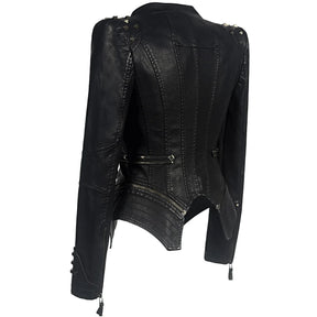 Jaqueta Detalhes em Metal Couro Ecológico - Sua Boutique