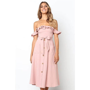 Vestido Midi Ciganinha com Babado - Sua Boutique Shop