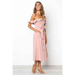 Vestido Midi Ciganinha com Babado - Sua Boutique Shop