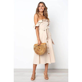 Vestido Midi Ciganinha com Babado - Sua Boutique Shop