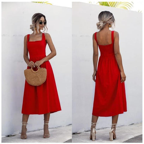 Vestido Midi Decote Reto você encontra na Sua Boutique por apenas  ! Com Frete Grátis para todo Brasil, podendo parcelar em até 10X Sem Juros! Alé,m disso ganhe 10% OFF no PIX! 