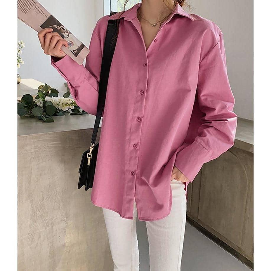 Camisa Long Oversize Color - Sua Boutique Camisa Long Oversize Color-camisa-35113572-pink-m--