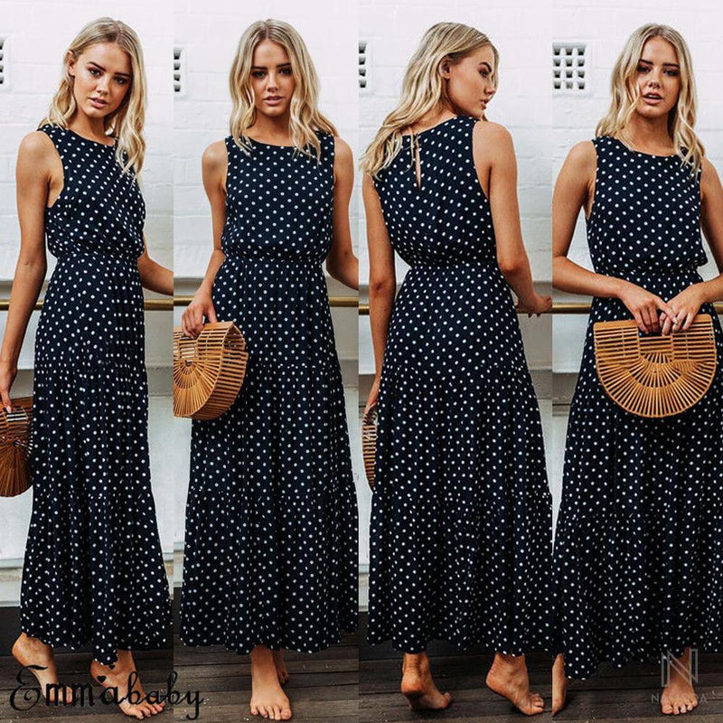 Vestido Long Maxxi Poá - NaModa Shop