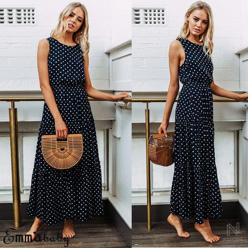 Vestido Long Maxxi Poá - NaModa Shop