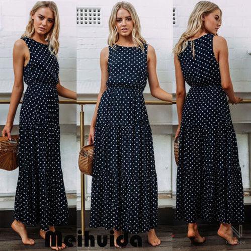 Vestido Long Maxxi Poá - NaModa Shop